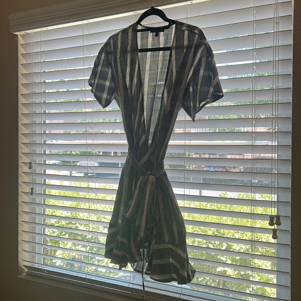 Gingham print wrap style mini dress